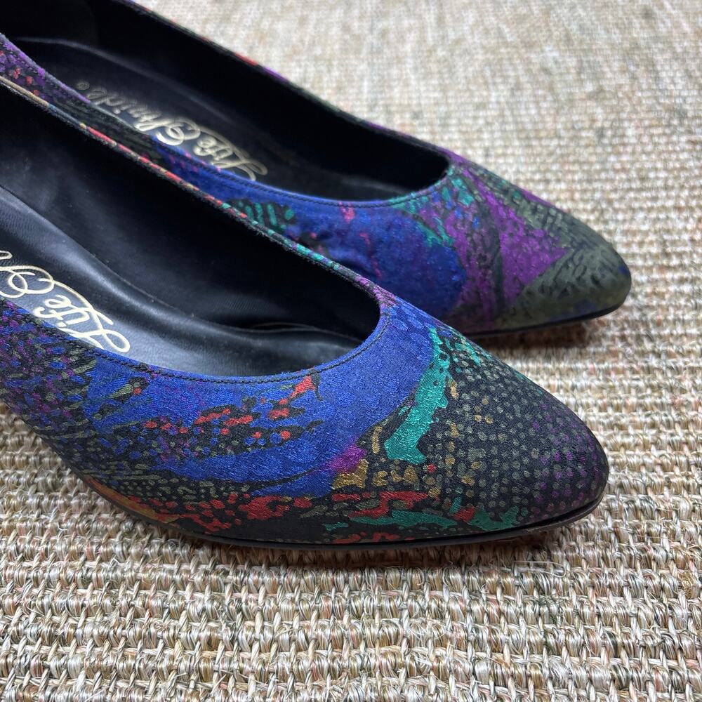 👠 Vintage Life Stride Kitten Heel Pumps | 8.5 | Multicolor Jewel Tone Abstract - Picture 8 of 8
